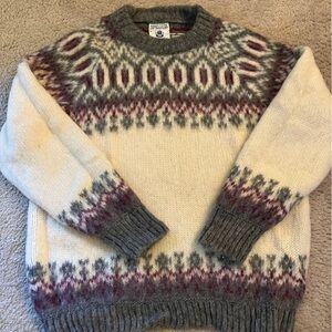 Men's Cream and Gray Nordic Pattern Sweater
